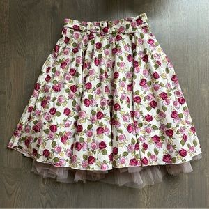 Ashley O’Rourke Retro Floral Skirt w/ Tulle Underlay & Matching Belt